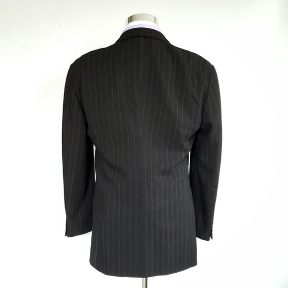 Armani Mens Pinstripe Wool Blazer 42R Black White - Picture 3 of 8